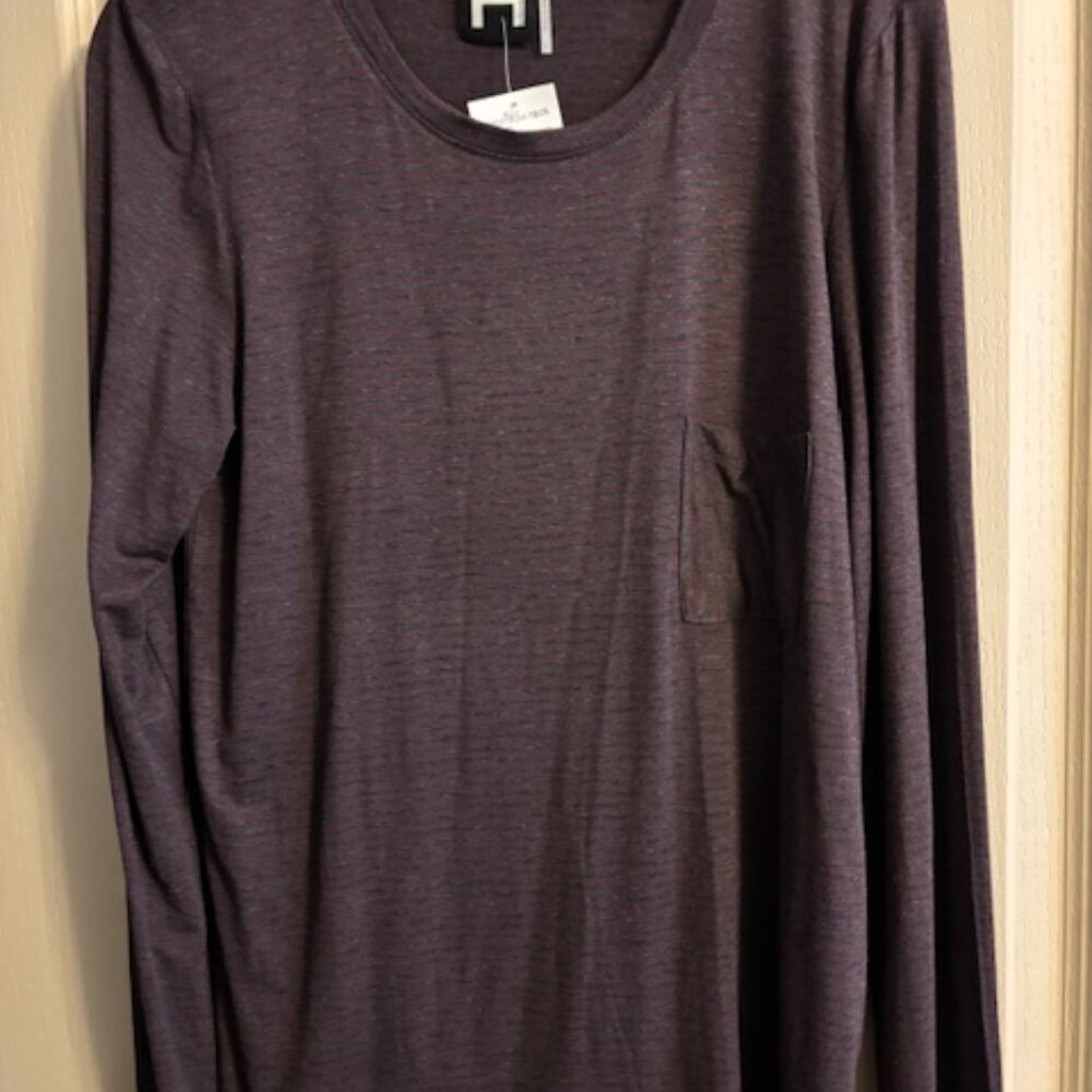 H by bordeaux Women's Size l Tunic Subtle Purple/Gray stripe pattern 28" NWT